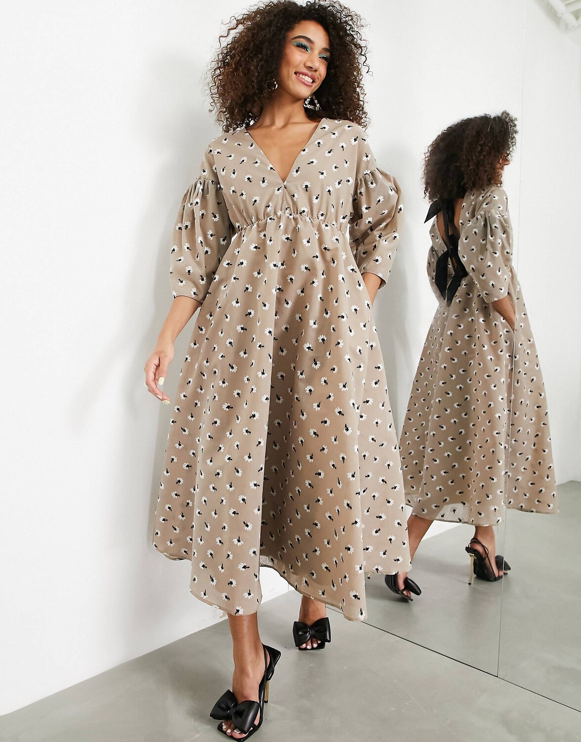 

Платье миди с вышивкой маргаритками и грибами ASOS EDITION