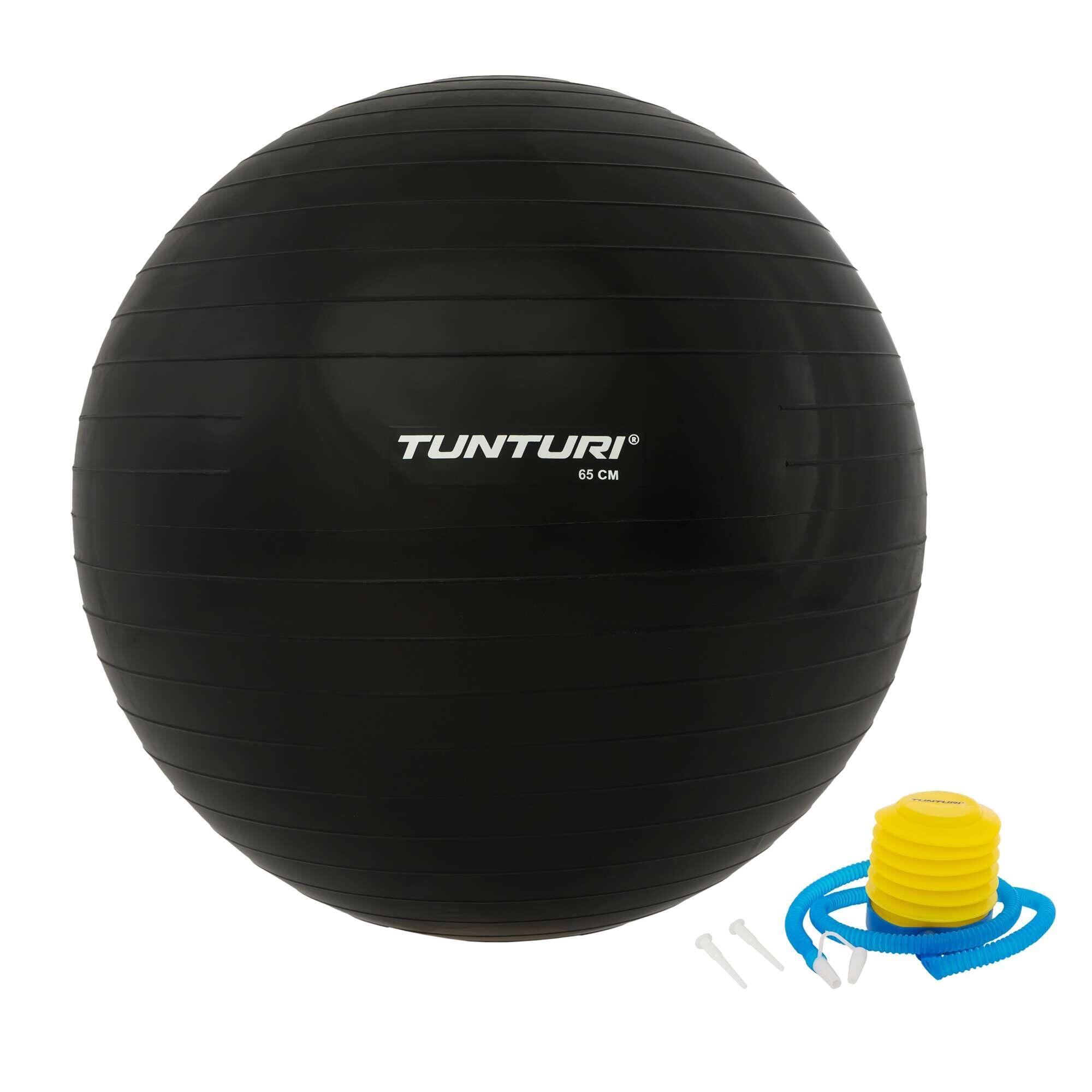 Мяч для фитнеса - мяч для упражнений - швейцарский мяч - 55 см - с насосом TUNTURI, черный