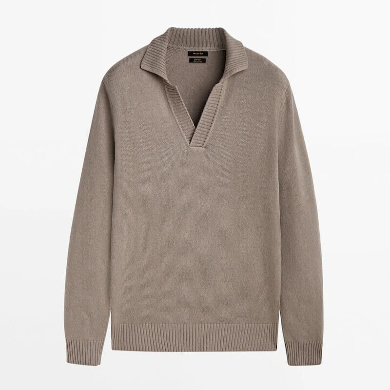 

Свитер-поло Massimo Dutti, коричневый