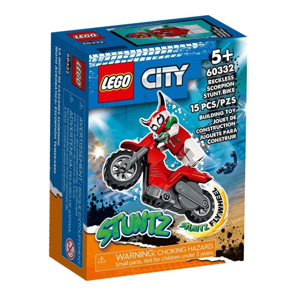 Конструктор LEGO City 60332 Трюковый мотоцикл со скорпионом конструктор lego city трюковый самолет 60323