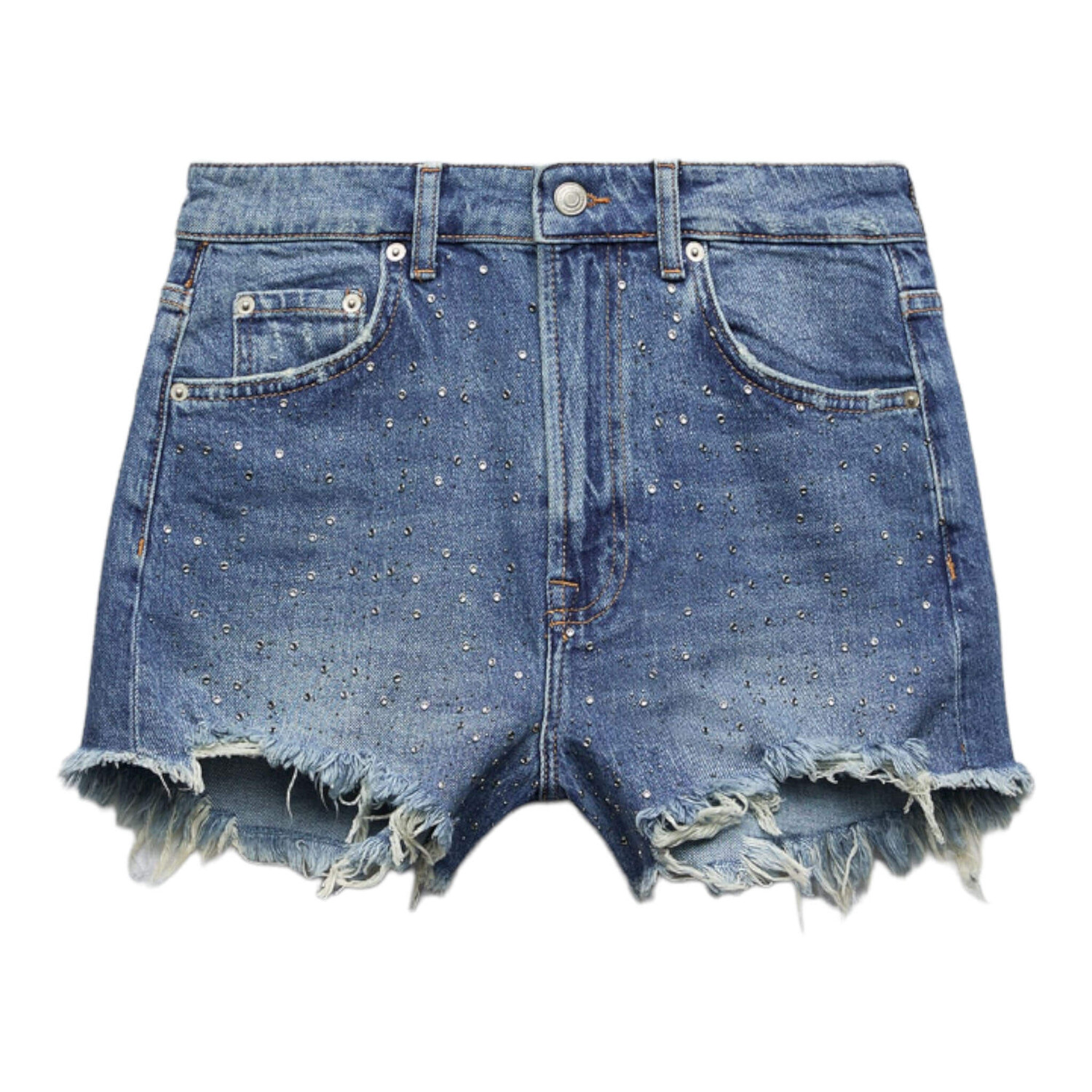 

Шорты Zara Zw The High Waist Rinhestone, синий