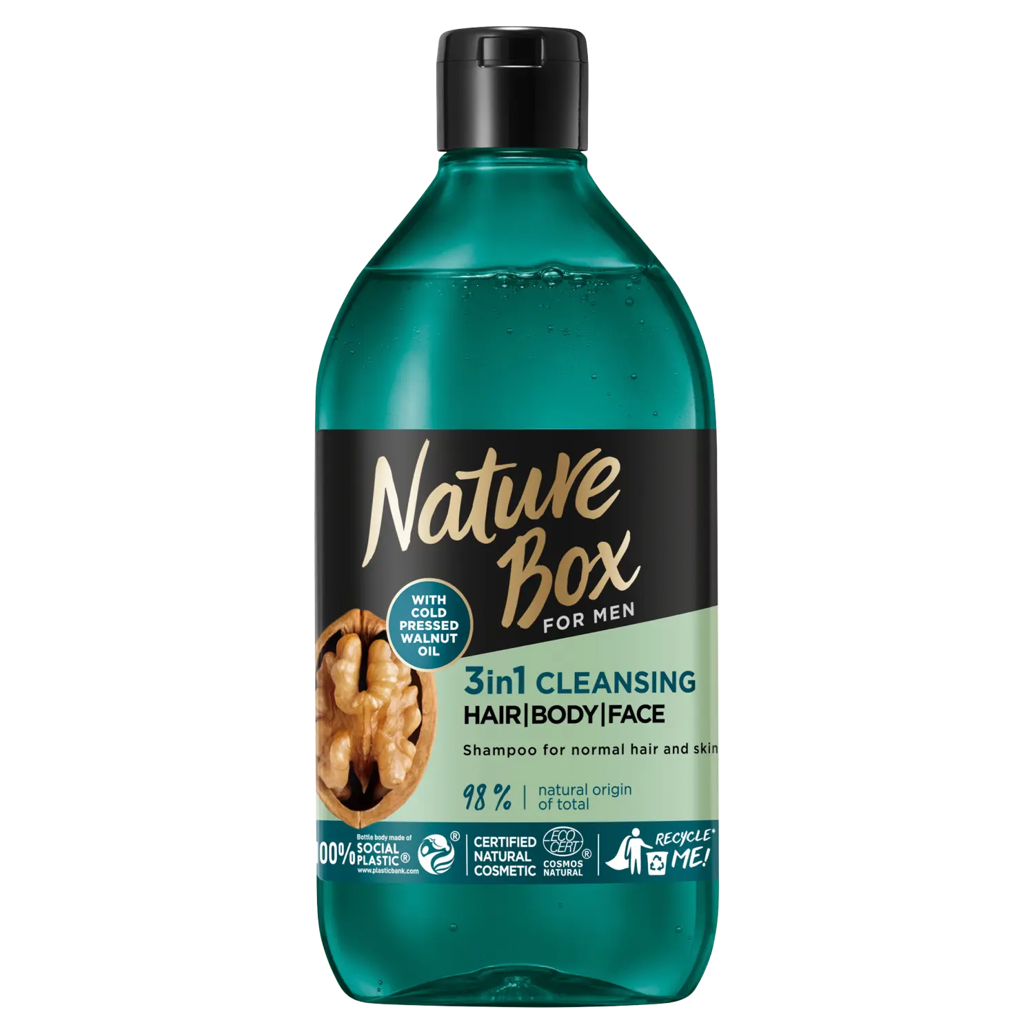 

Nature Box For Men Walnut Oil 3In1 шампунь для волос с формулой 3в1, мужское очищение, 385 мл