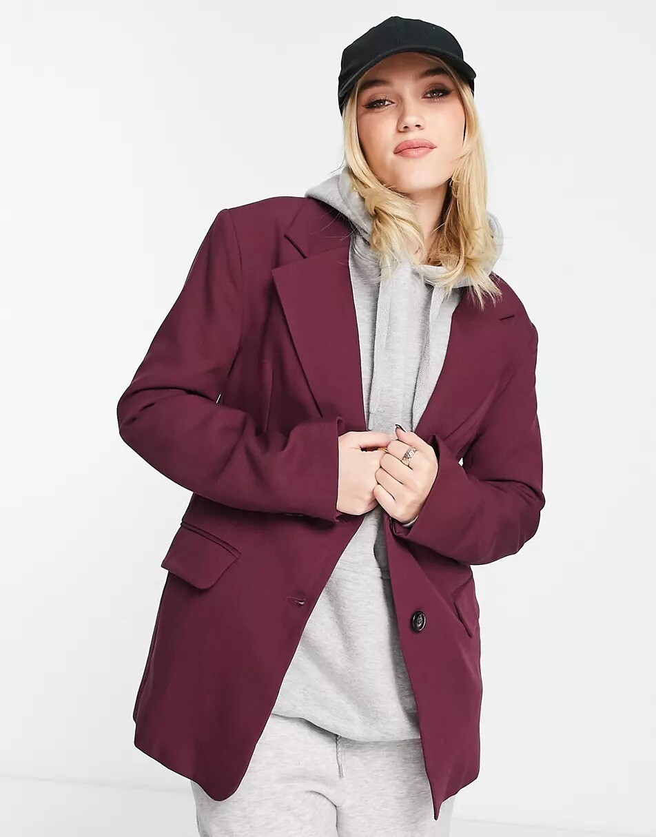 

Блейзер Pull&Bear oversized, бордовый