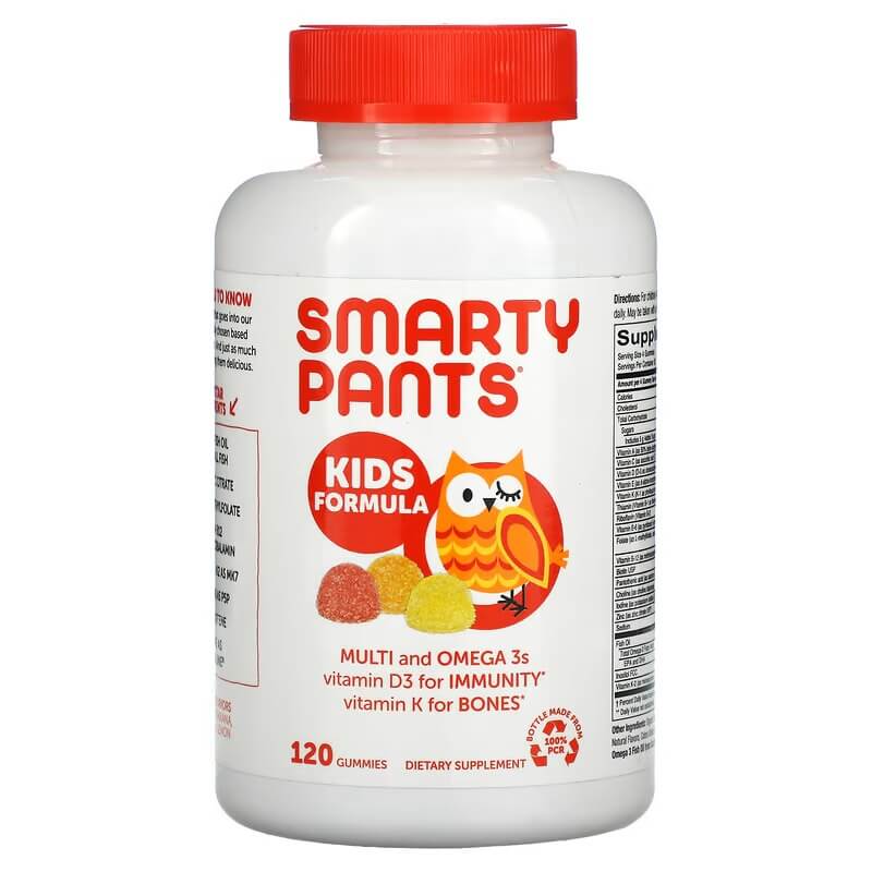 Мультивитамины для детей с омега-3 кислотами SmartyPants, 120 жевательных таблеток smartypants формула с минералами для детей ягодная смесь 60 жевательных таблеток