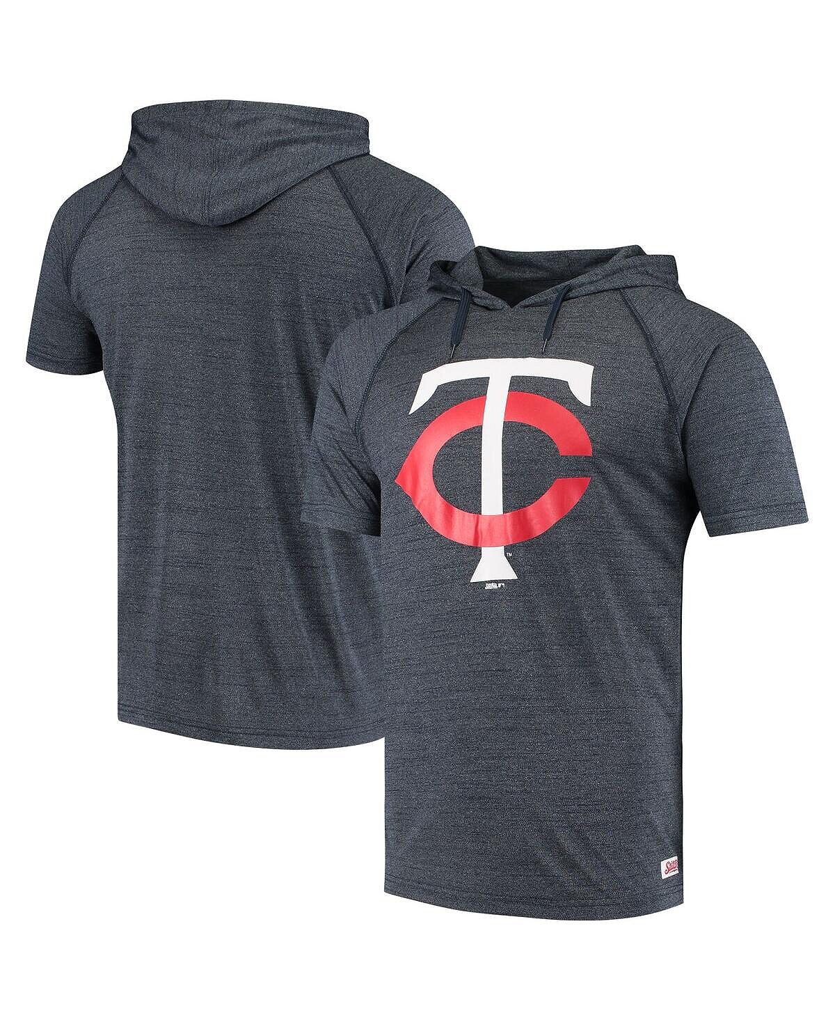 

Мужская толстовка с капюшоном minnesota twins raglan с короткими рукавами темно-синего цвета с мелким принтом Stitches, мульти