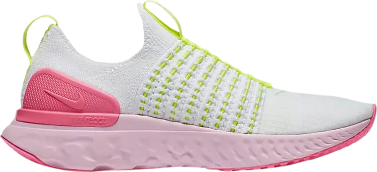 

Кроссовки Nike Wmns React Phantom Run Flyknit 2 'White Volt Pink Glow', белый