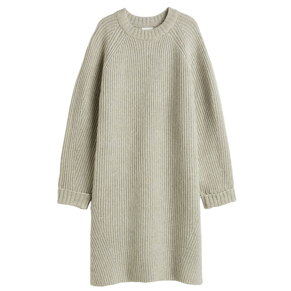 

Платье-свитер H&M Ribbed Knit, светло-зеленый/шалфей