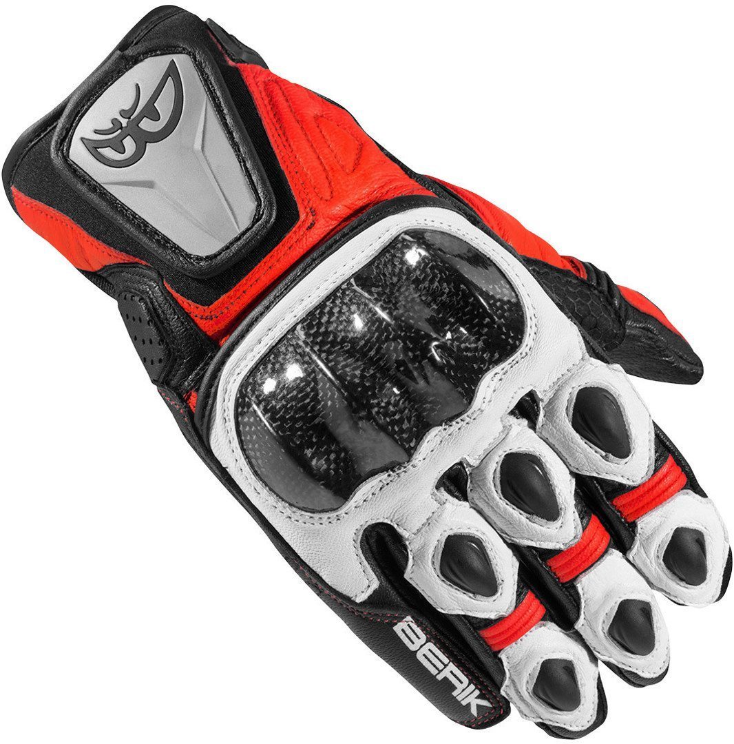 Мотоциклетные перчатки Berik Namib с предварительно изогнутым палецем, черный/белый/красный мотоциклетные перчатки namib pro berik черный белый красный