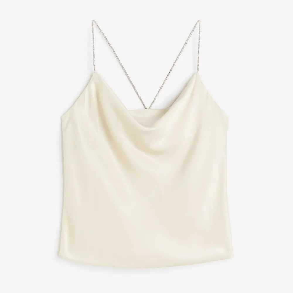 

Топ H&M Rhinestone-strap Camisole, светло-бежевый