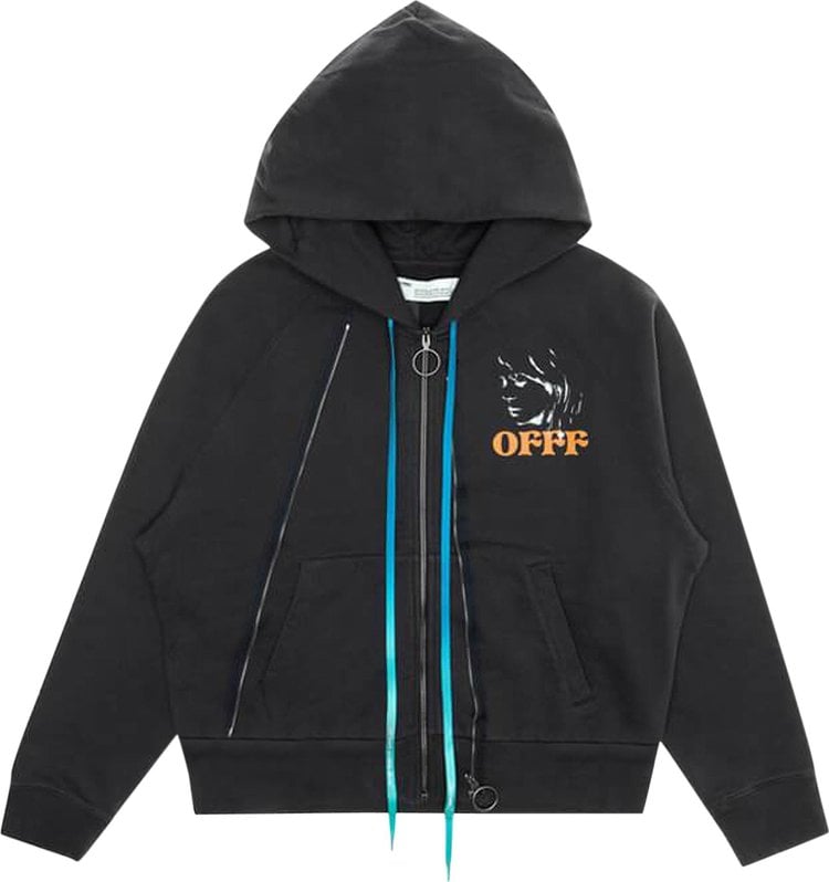 Худи Off-White Face Print Hoodie 'Black', черный - фото