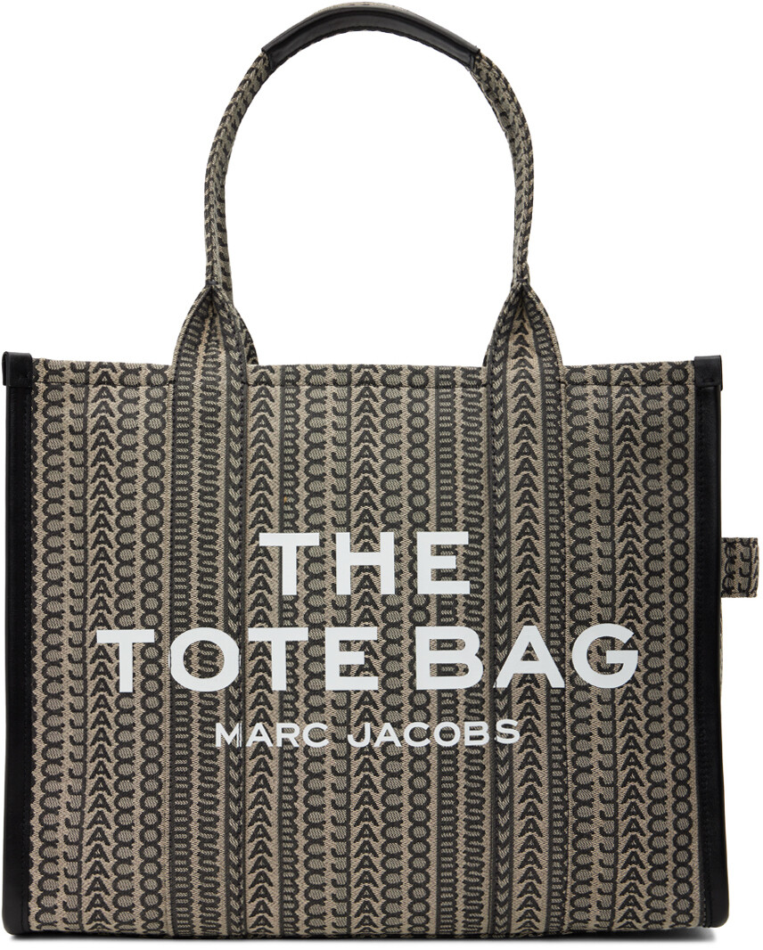 

Бежево-черная объемная сумка The Large Tote Marc Jacobs, Черный