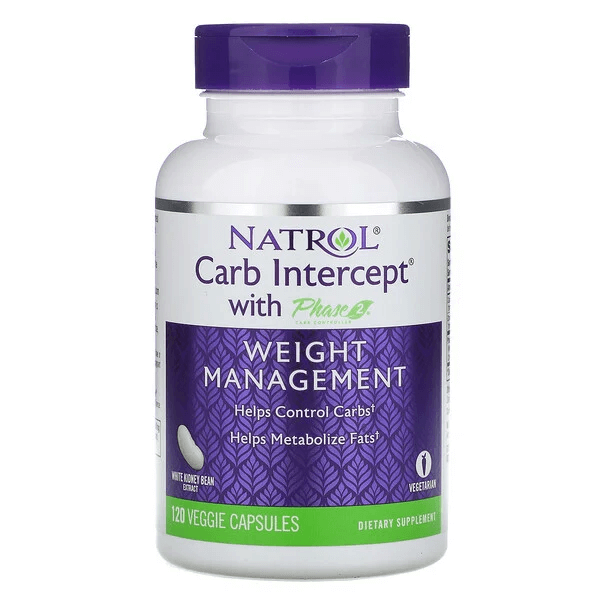 Carb Intercept с Phase 2 Carb Controller для снижения веса Natrol 1000 мг, 120 капсул цена и фото