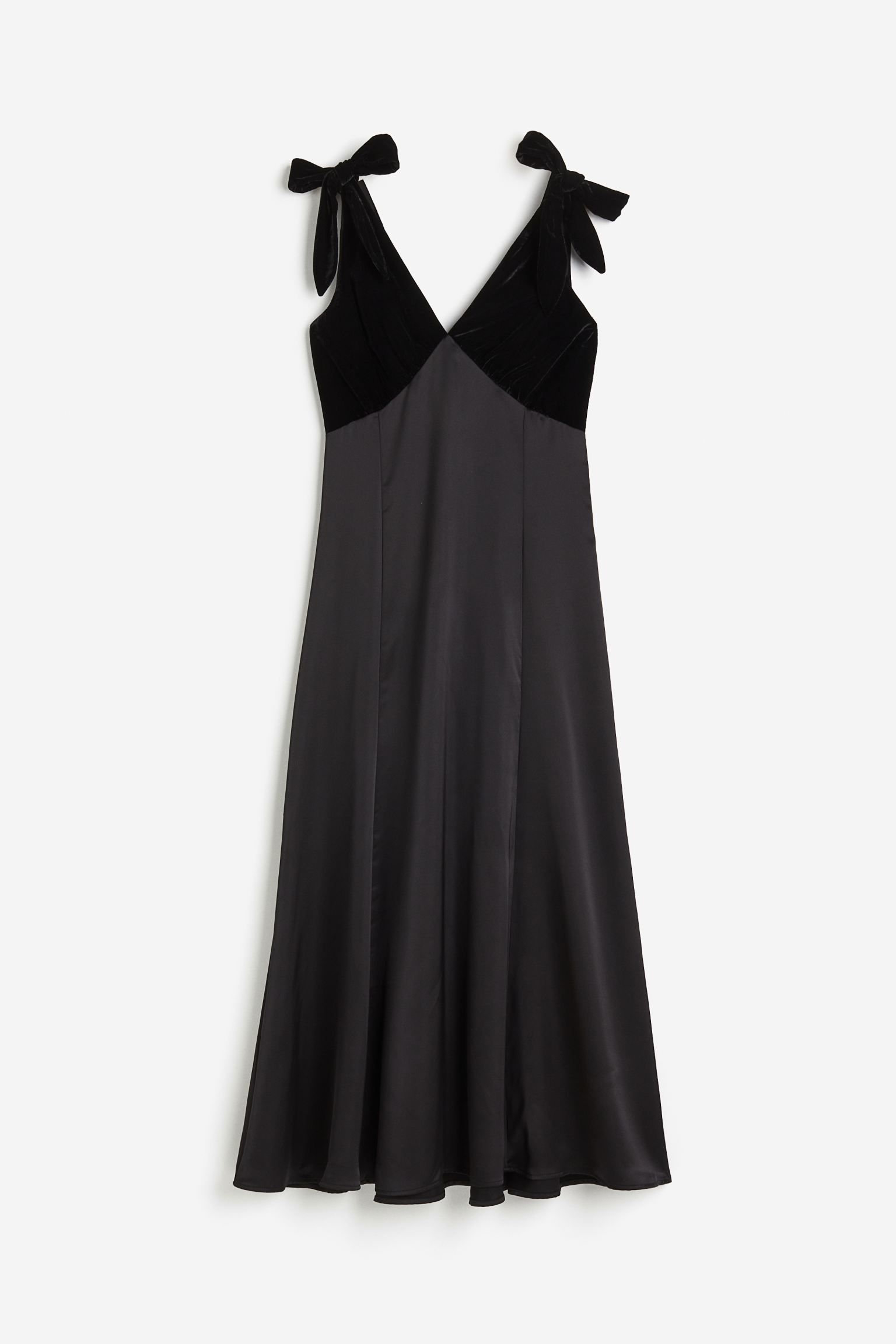Платье H&M Satin With A Tied Belt, черный