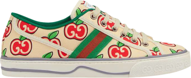 Кроссовки Gucci Wmns Tennis 1977 GG Apple Print, белый - фото