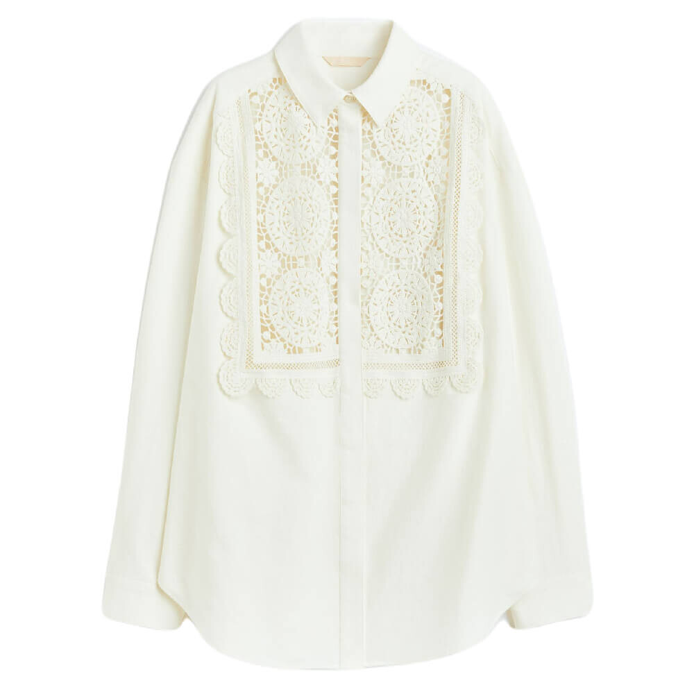 

Рубашка H&M Lace-detail, кремовый