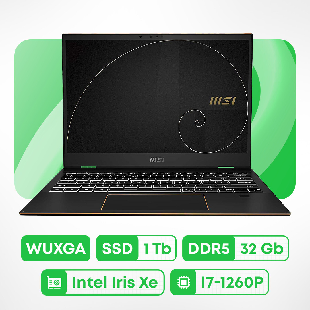 

Ноутбук MSI Summit E13 Flip EVO, 13.4'', 32 ГБ/1ТБ, i7-1260P, Intel Iris Xe, черный/золотой, английская клавиатура