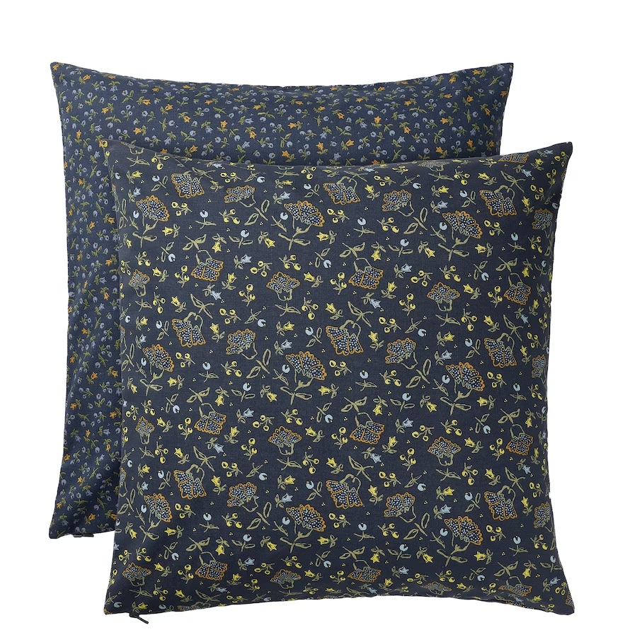 Комплект чехлов на подушку Ikea Svardtag Floral Pattern, 50x50 см, 2 предмета, темно-синий
