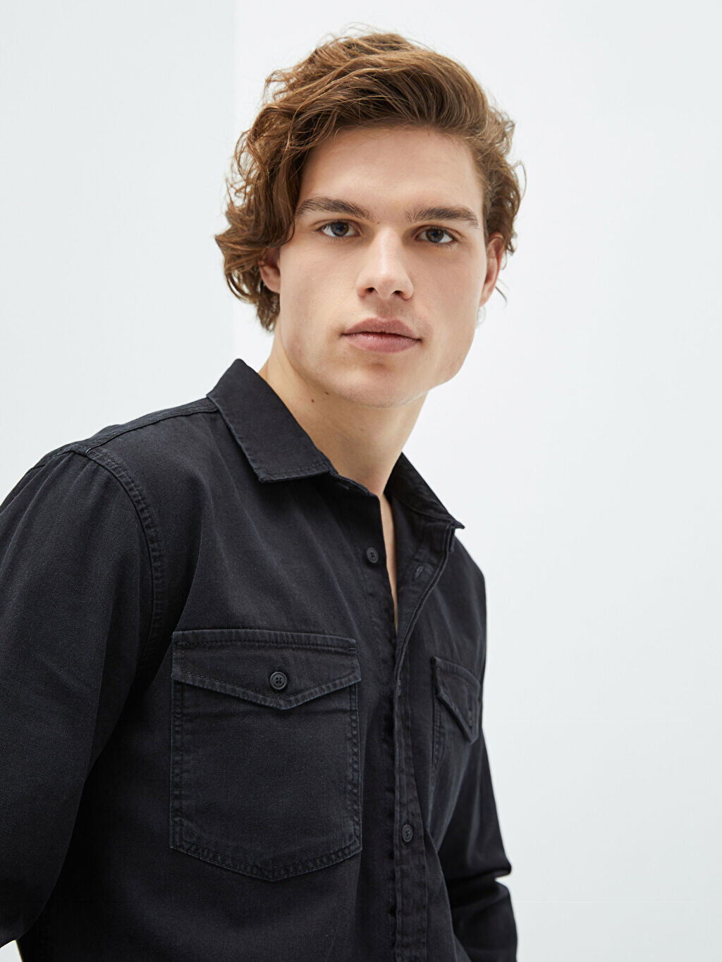 

Мужская джинсовая рубашка стандартной посадки с длинным рукавом LCW Jeans