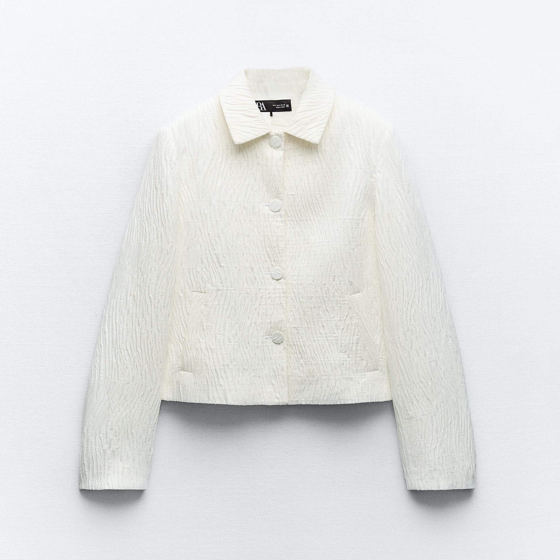 Блейзер Zara Shimmery-Effect Fabric, желтовато-белый