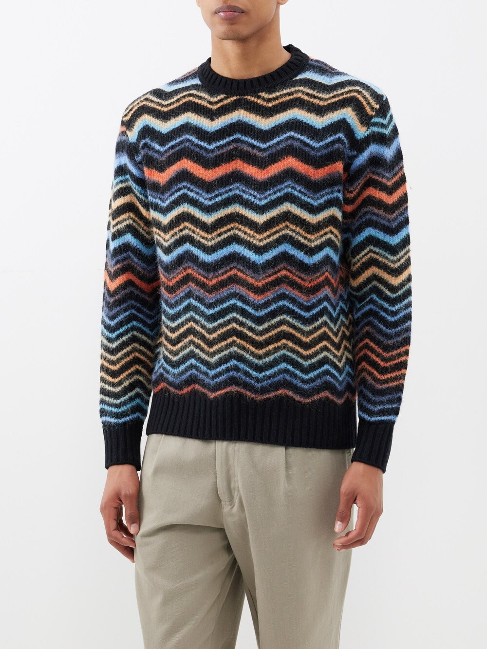 

Свитер вязки интарсия зигзагом Missoni, черный