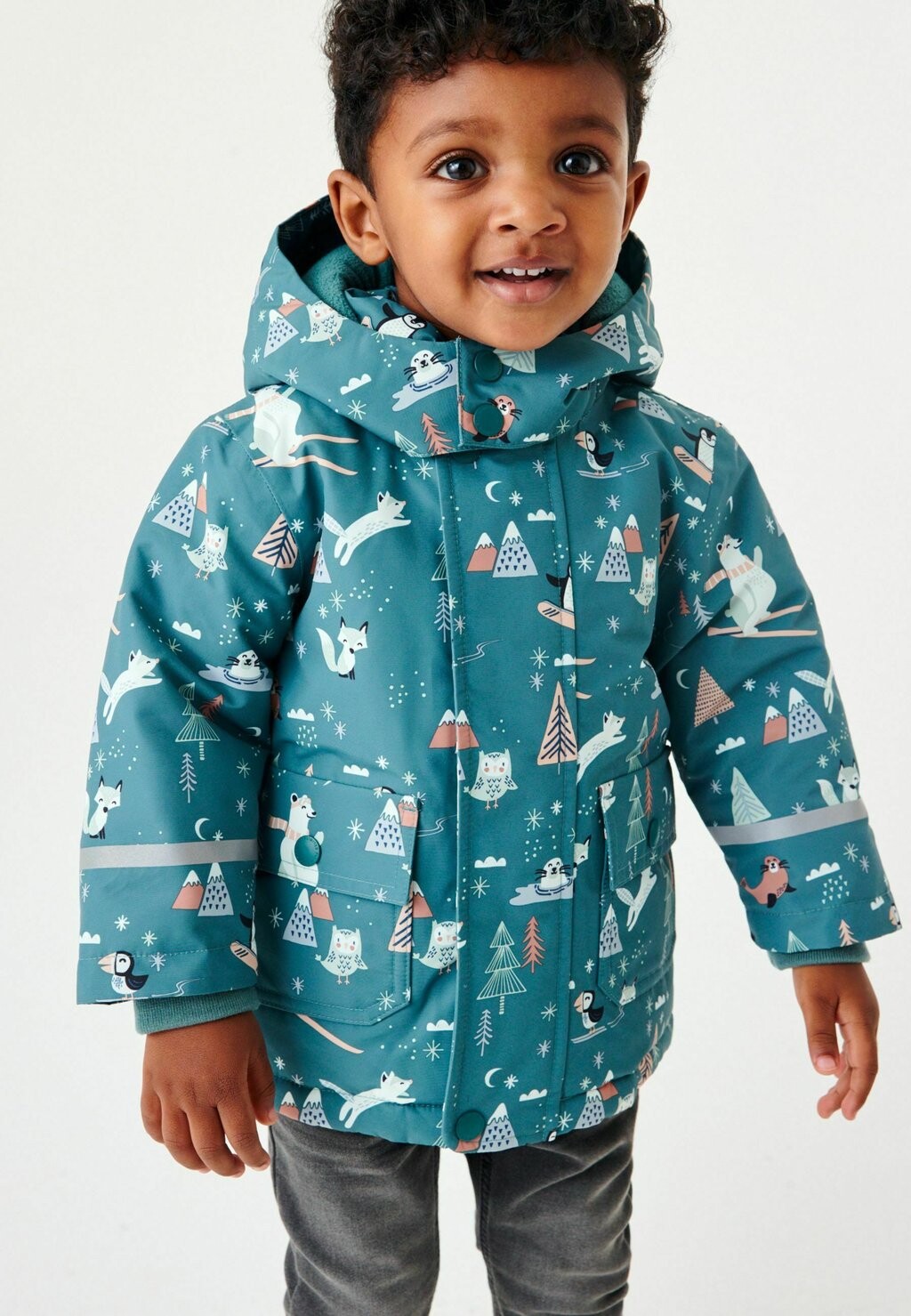 

Дождевик WATERPROOF COAT WITH FAUX FUR TRIM Next, цвет teal blue