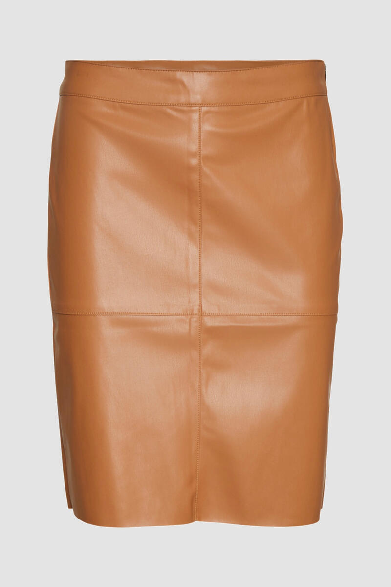 Короткая юбка под кожу Vero Moda, коричневый