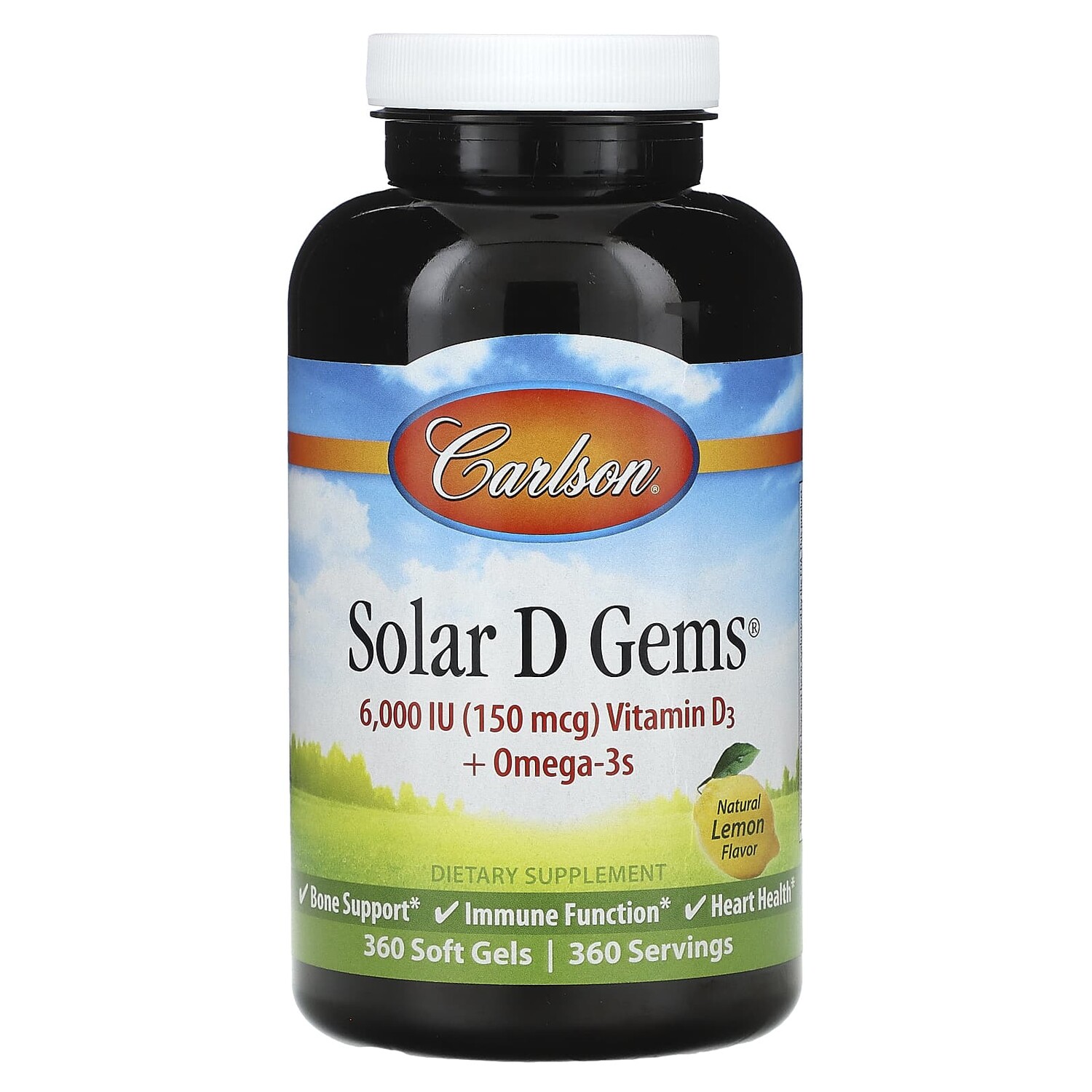 

Solar D Gems, натуральный лимон, 360 мягких таблеток, Carlson