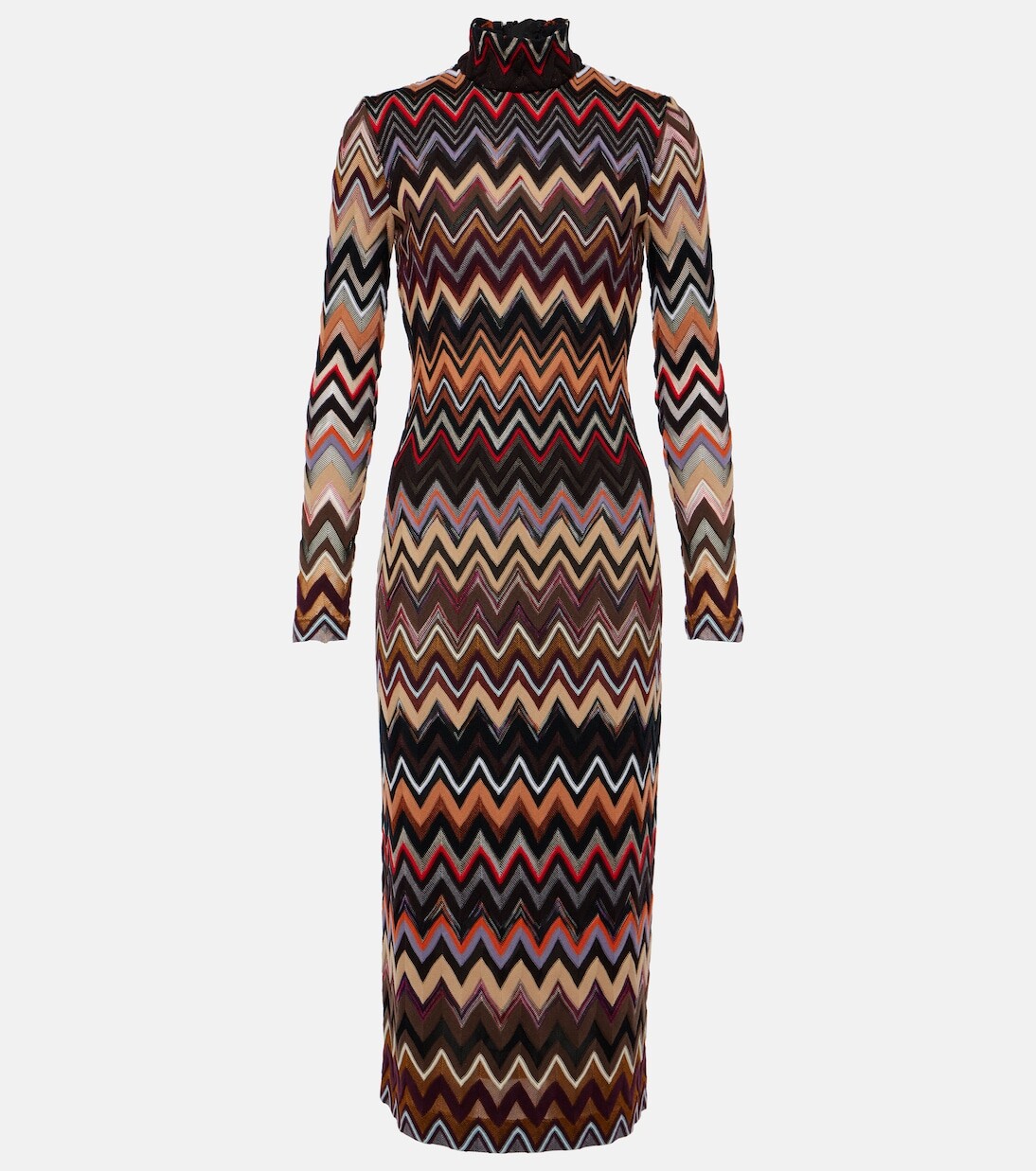 

Платье миди из смесовой шерсти с воротником zig zag Missoni, мультиколор