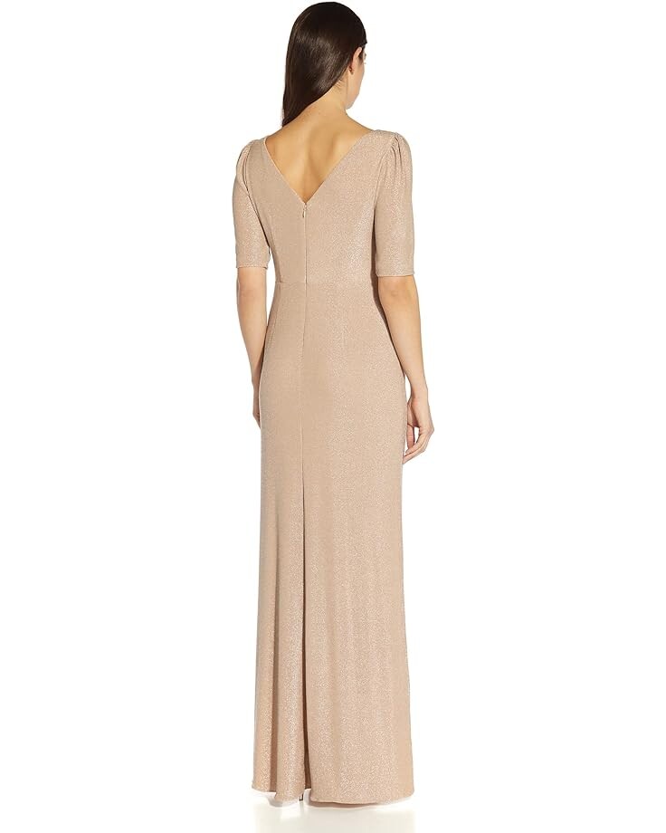 

Платье Adrianna Papell Stretch Metallic Knit Long Mob Gown, цвет Champagne