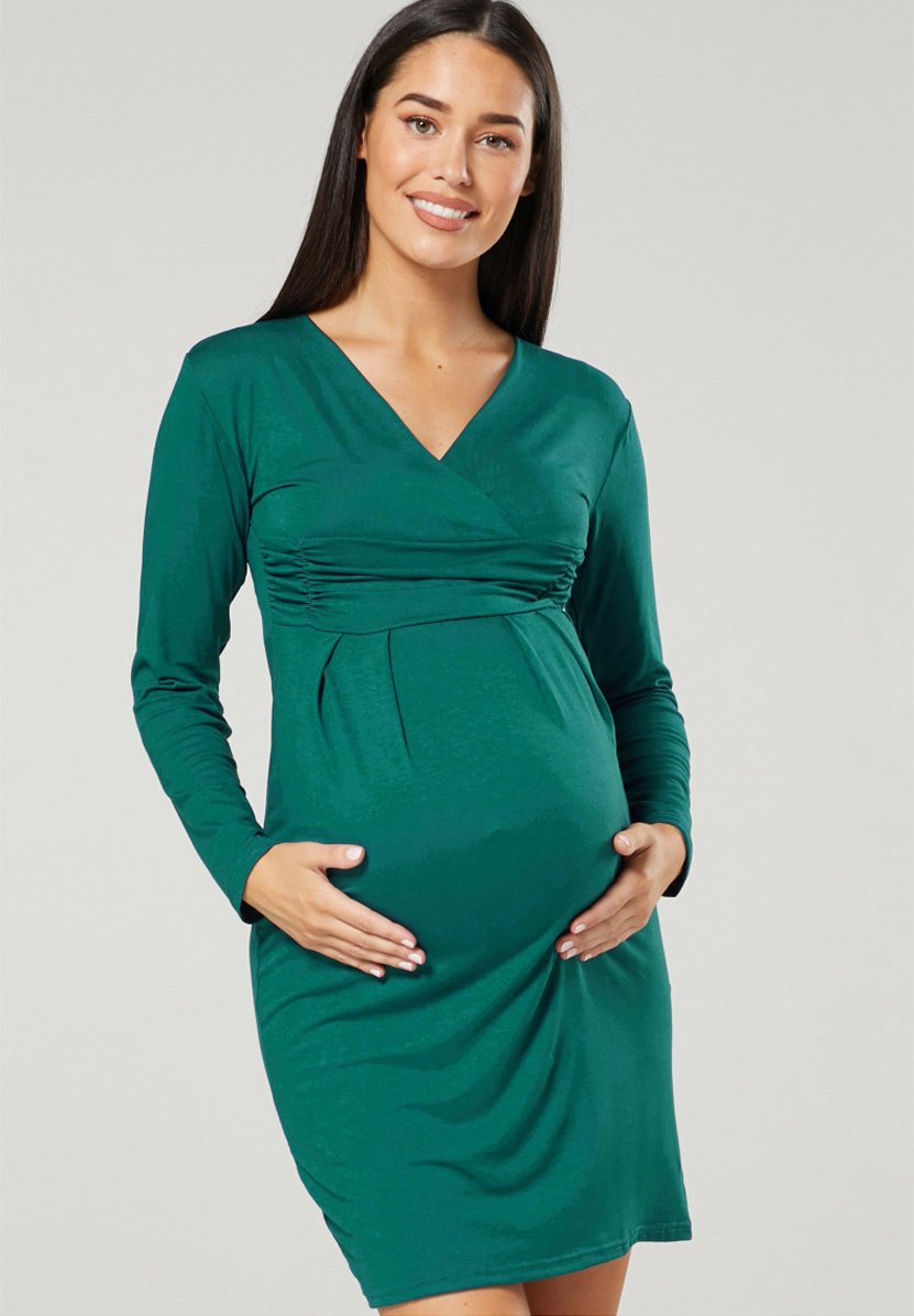 нагрудник happy baby с кармашком dark green 1 шт Платье прямого кроя Happy Mama, темно-зеленый