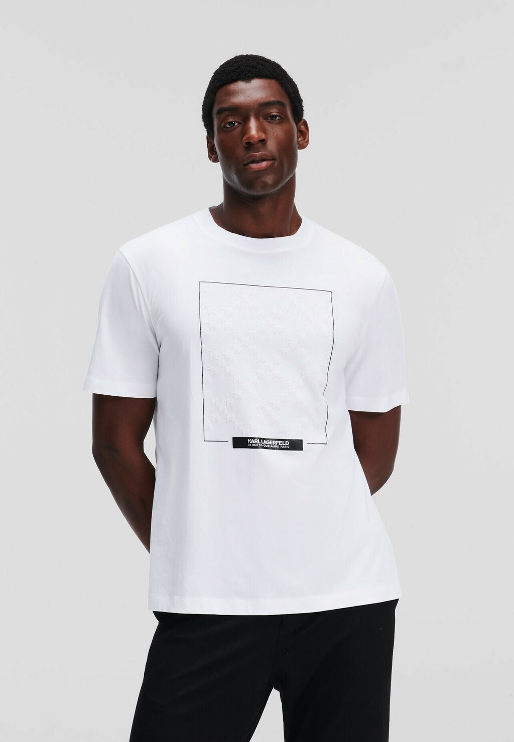 

Футболка с принтом MONOGRAM FLOCK KARL LAGERFELD, белый
