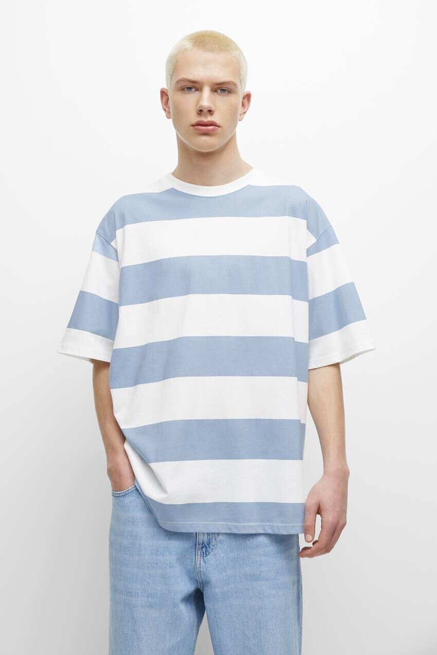 

Полосатая футболка с короткими рукавами Pull&Bear, синий