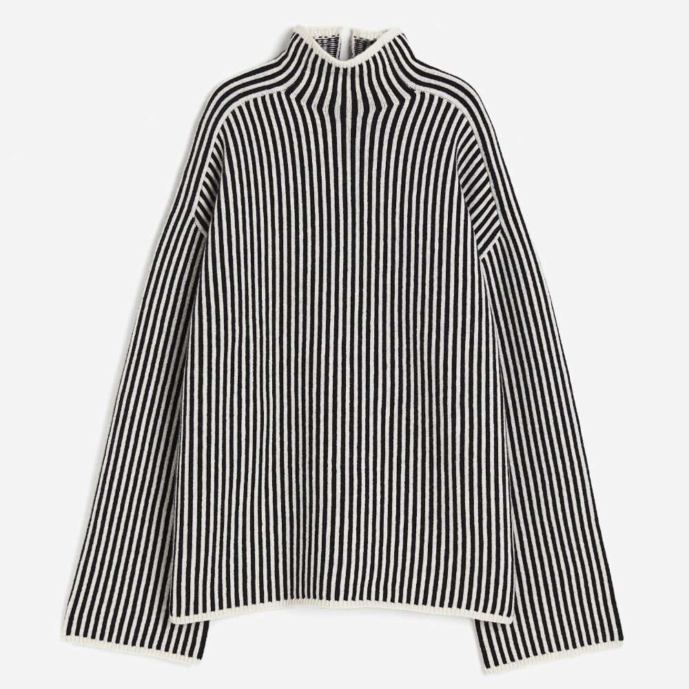 

Свитер H&M Oversized Mock-turtleneck, белый/черный