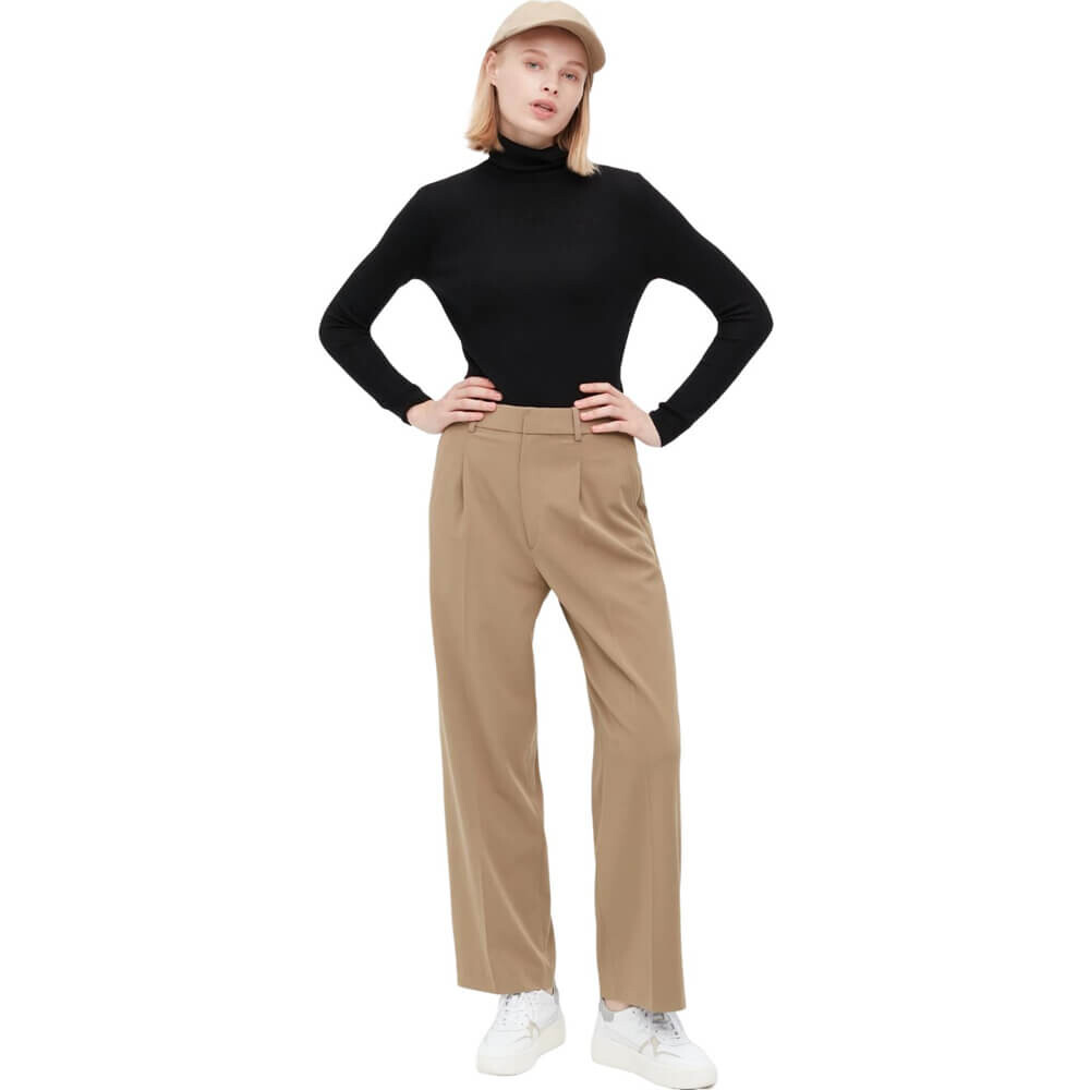 

Брюки Uniqlo Tuck Wide Pants, бежевый