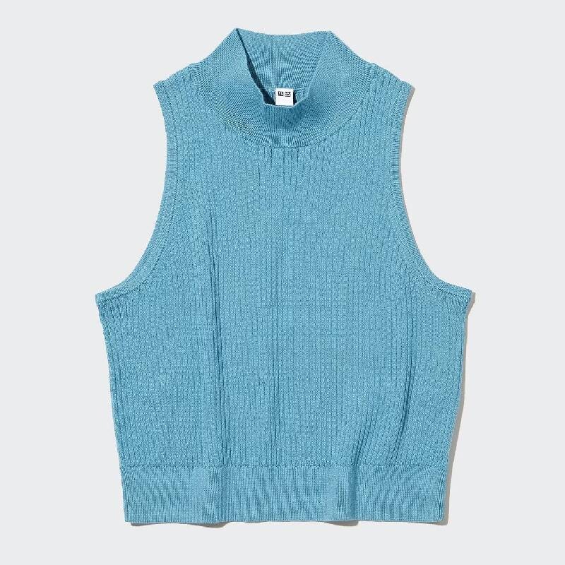 

Джемпер без рукавов Uniqlo Mock Neck Cropped, синий