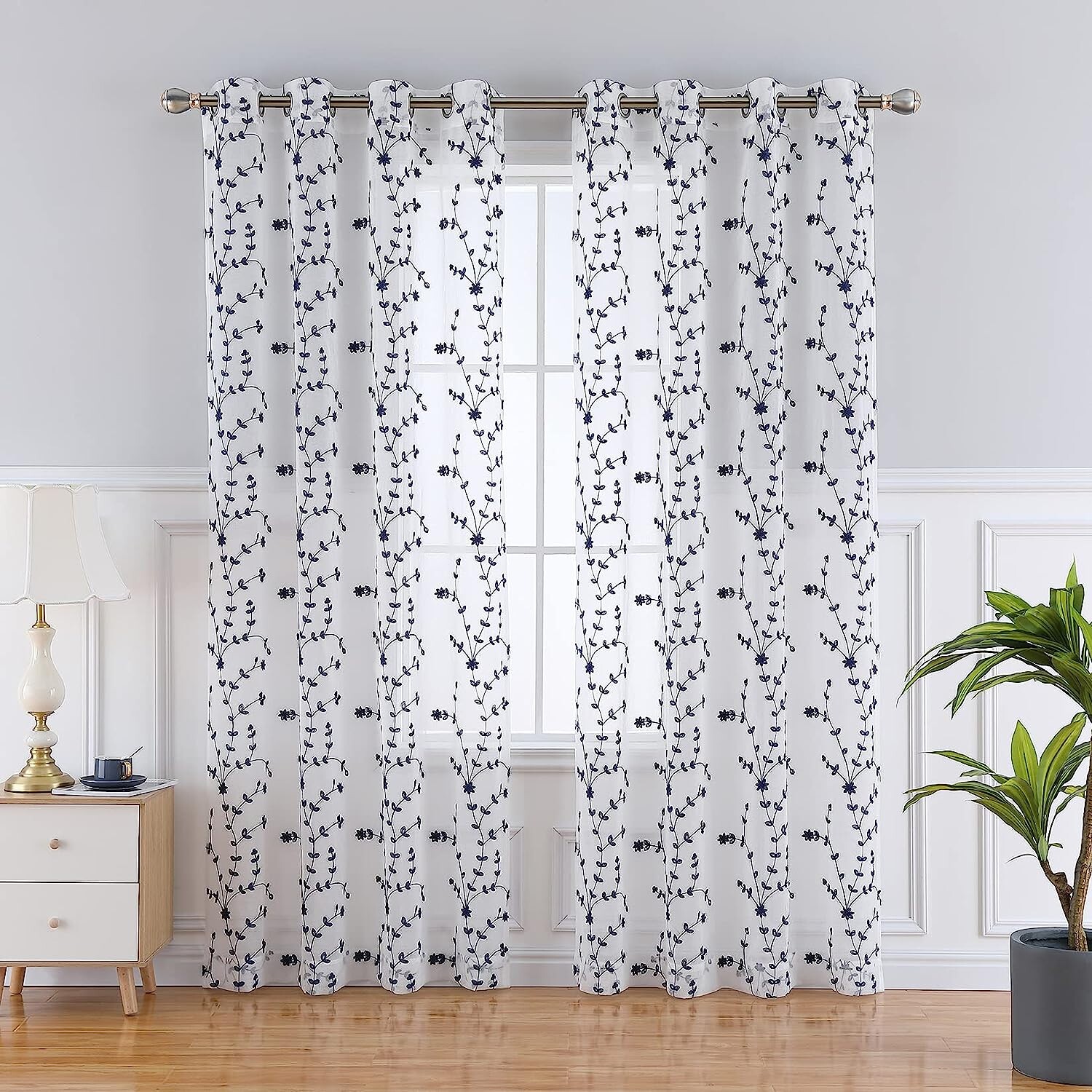 

Штора Caromio Sheer, 132x213 см, темно-синий/белый