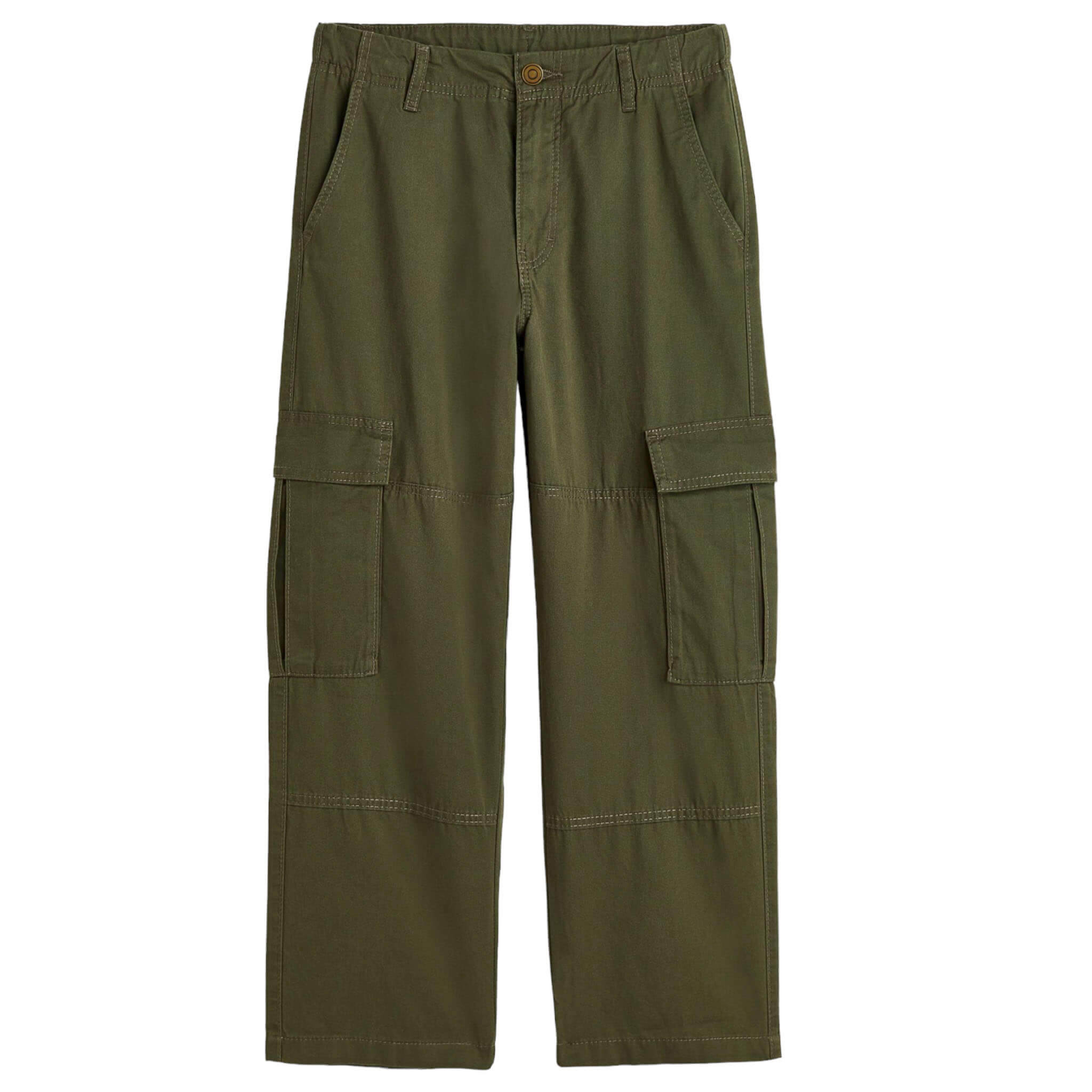 Брюки H&M Cotton Cargo, зеленый брюки bershka cotton cargo серый