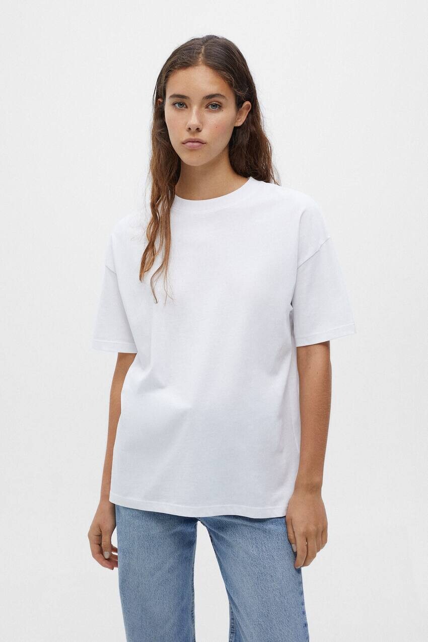 

Футболка оверсайз с короткими рукавами Pull&Bear, белый