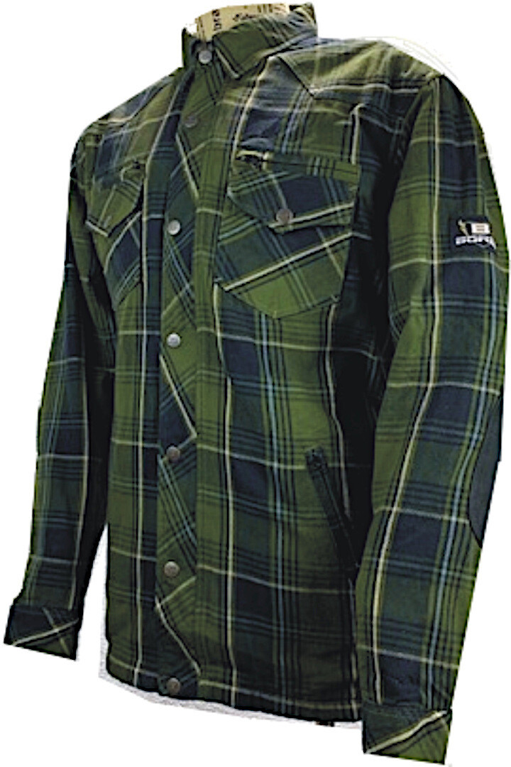 

Bores Lumberjack Premium Мотоциклетная рубашка, зеленый/черный/белый