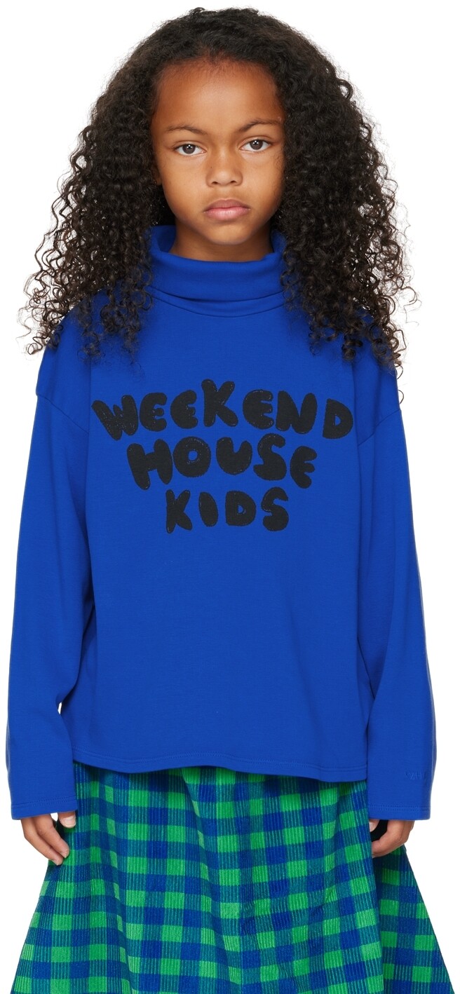 

Детская синяя футболка с длинным рукавом с логотипом Weekend House Kids, Синий