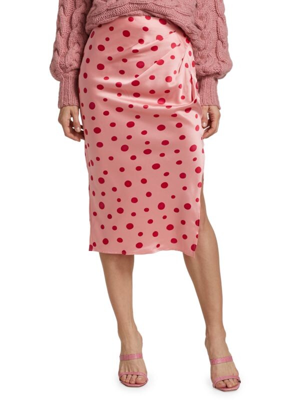 

Шелковая юбка-миди в горошек Alejandra Alonso Rojas Pink and red polka dot