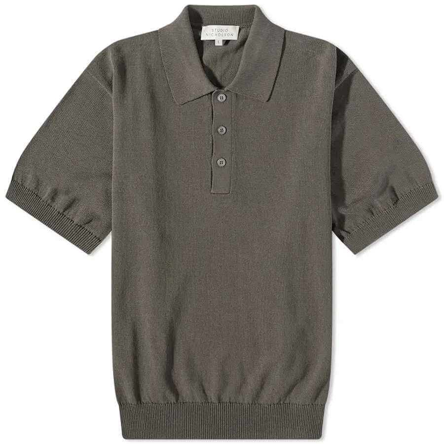 

Футболка-поло Studio Nicholson Swing Knit, темно-оливковый, Зеленый