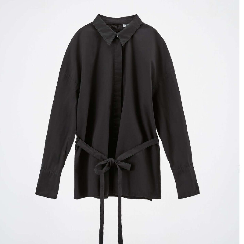 

Рубашка Zara Poplin With Ties, серый