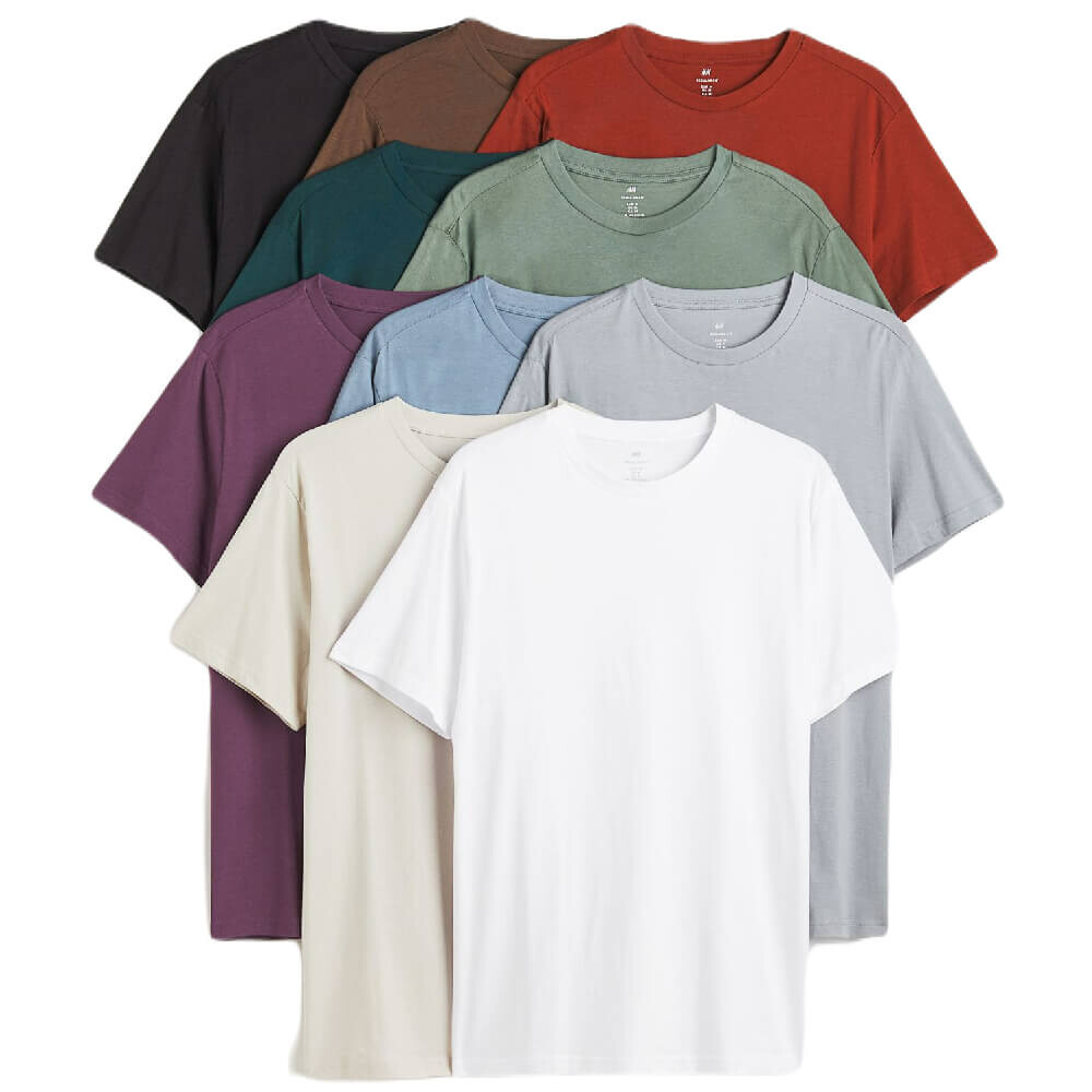 

Комплект футболок H&M Regular Fit Crew-neck, 10 предметов, мультиколор