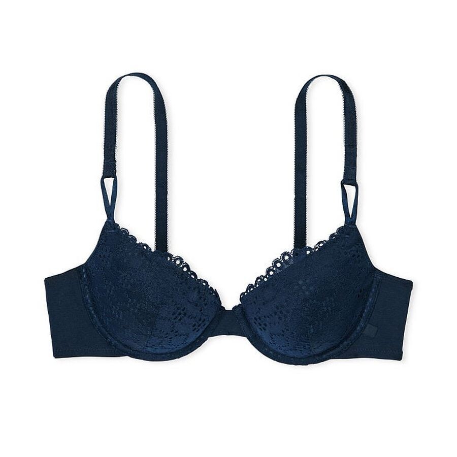 

Бюстгальтер Victoria's Secret Sexy Tee Eyelet Lace Lightly Lined Demi, темно-синий