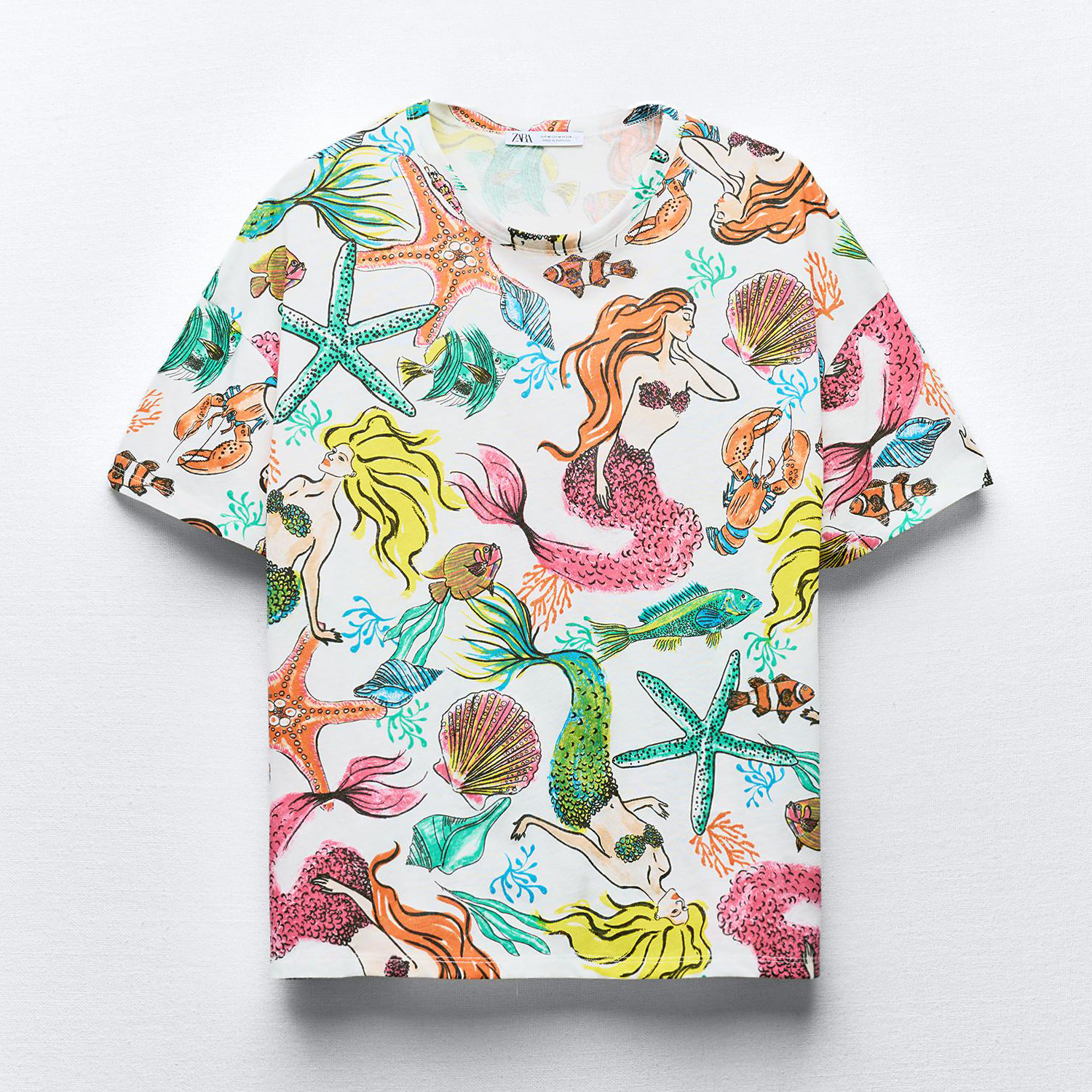 Футболка Zara Printed, разноцветный рубашка zara flowing printed разноцветный