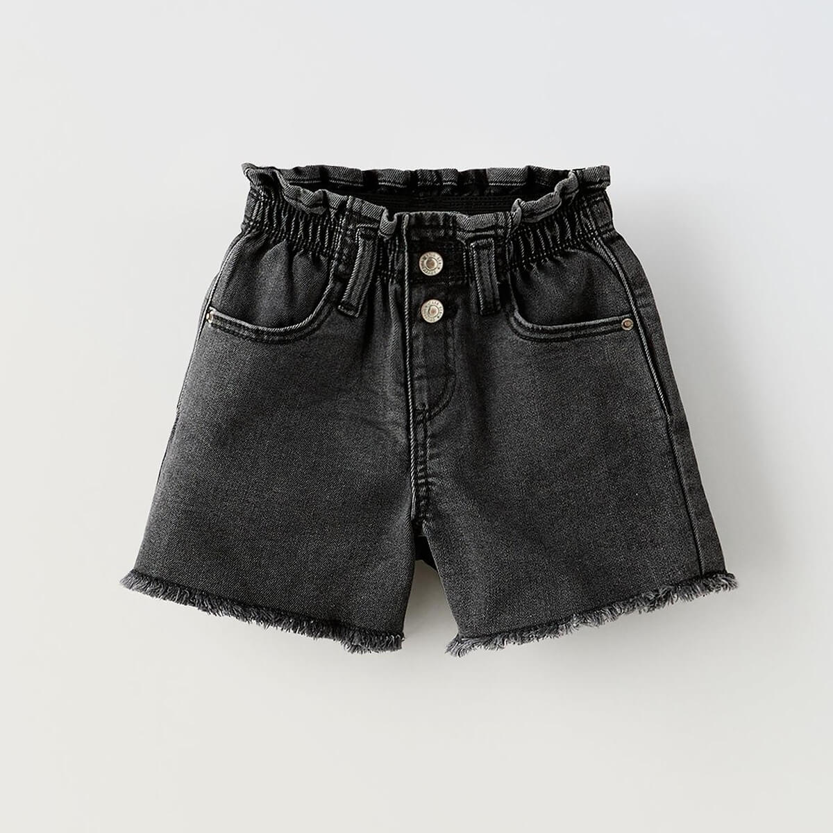 Шорты джинсовые Zara Paperbag, черный шорты zara faux leather paperbag bermuda with belt черный