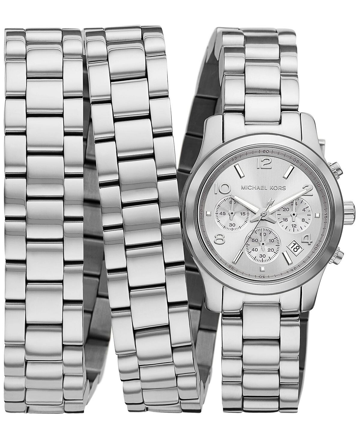 

Женские часы с браслетом и родиевым покрытием, ограниченная серия Runway Chronograph, 33 мм Michael Kors