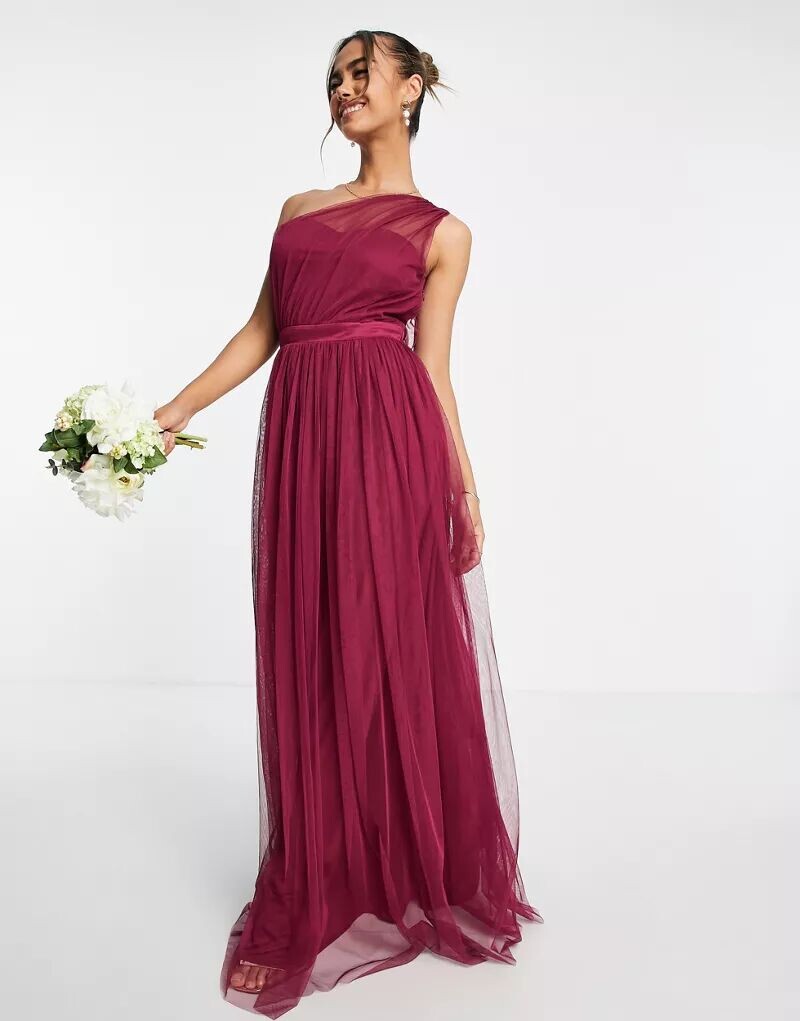 

Anaya With Love Bridesmaid платье макси на одно плечо из сливового тюля