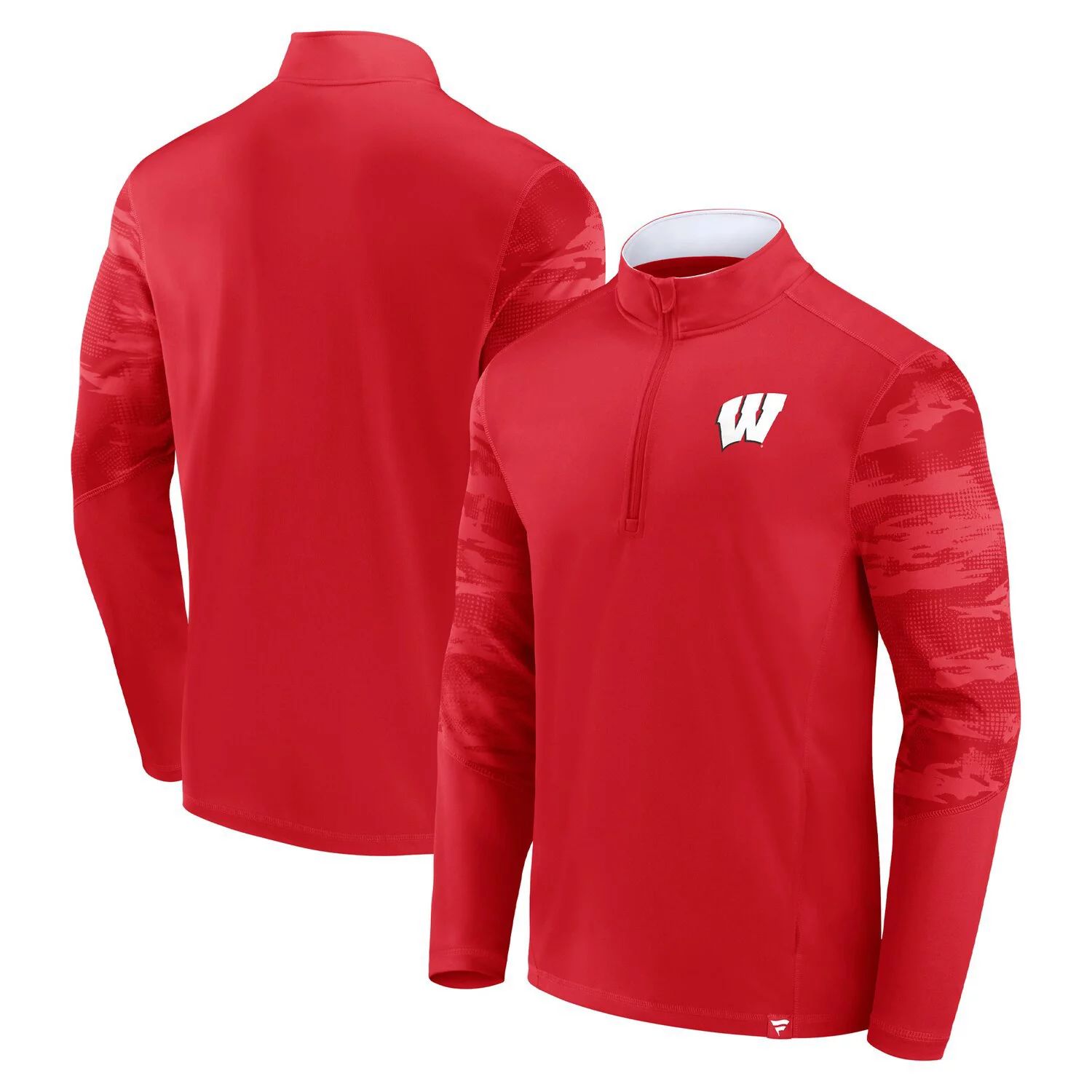 Мужская фирменная красная футболка Wisconsin Badgers Ringer с молнией четверть Fanatics